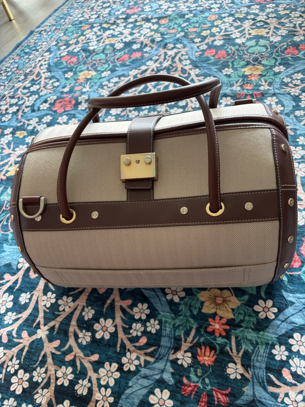 Vintage Samsonite Black Label herringbone travel bag